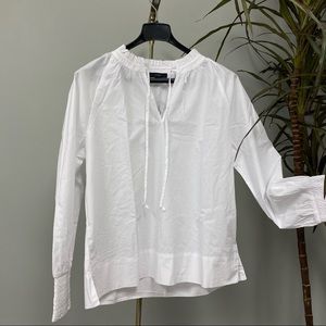 J Crew White smocked-cuff popover top Sz S Small
